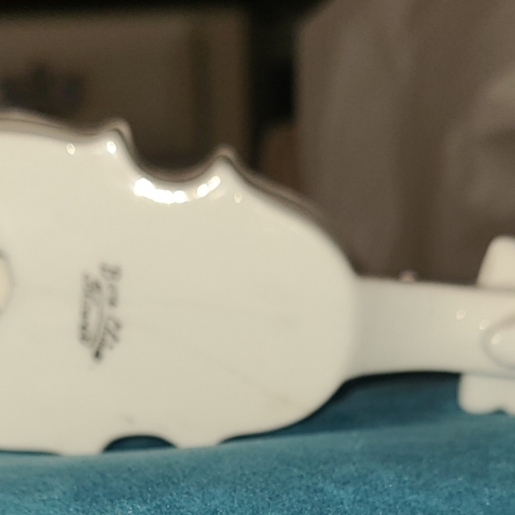 Vtg Mid Century Flowered Hand Painted Bone China Violin Trinket Dish - Picture 8 of 14